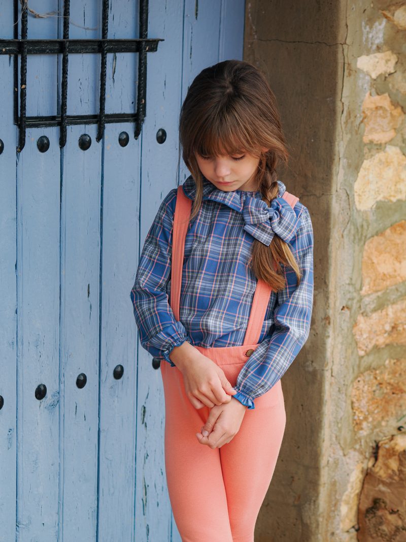 Blusa tartan azul y coral